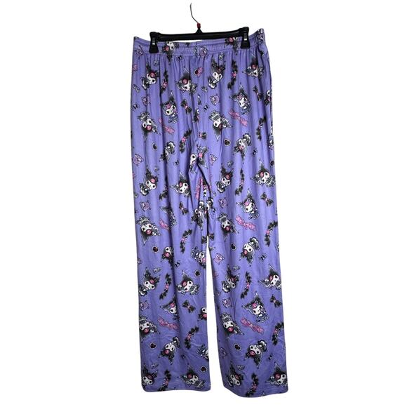 SANRIO KUROMI Sleep Pants NEW Purple Black Drawstring Pull-on Pants Size M - Picture 2 of 5